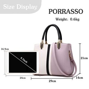 PORRASSO Women Handbag Fashion Top-Handle Bags Ladies Tote Shoulder Bag Female bag Leather Waterproof Crossbody Bag for Work Daily Use Purple