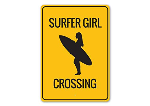 CharcasUS Metal Signs - Surfer Girls Sign Surfing Girl Sign Surfers Surf Novelty Sign Wall Decor