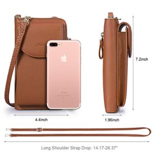 S-ZONE Women Genuine Leather Handbag Shoulder Purse Satchel Tote RFID Blocking PU Leather Crossbody Phone Bag Purse