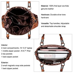 S-ZONE Women Genuine Leather Handbag Shoulder Purse Satchel Tote RFID Blocking PU Leather Crossbody Phone Bag Purse