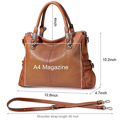 S-ZONE Women Genuine Leather Handbag Shoulder Purse Satchel Tote RFID Blocking PU Leather Crossbody Phone Bag Purse