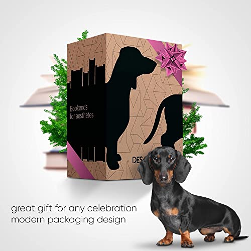 Decorative Metal Bookends for Bookshelf, Black Dog Dachshund Heavy Duty Book Ends for Shelves, Universal Books Holders and Stopper for Desk, Unique Book Separator Or Dividers for Home Or Office Decor