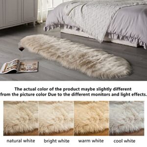 Arbosofe Faux Fur Sheepskin Rug Beige Home Area Rug for Bedroom, Fluffy Small Fur Rug, Fuzzy Furry Shaggy Rug for Living Room 2 x 6 Feet