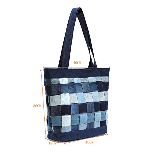 S-JACOL Denim Handbags Stripe-tape Casual Shoulder Bag (SJ0054)
