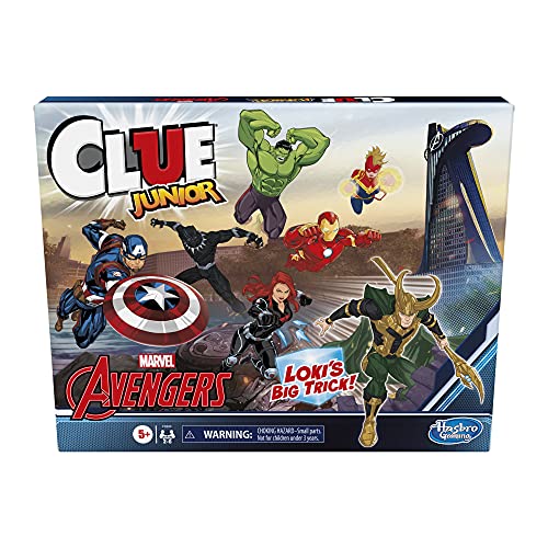 Hasbro Gaming Clue Junior: Marvel Avengers Edition Board Game for Kids Ages 5+, Loki's Big Trick, Classic Mystery Game for 2-6 Players (Amazon Exclusive)