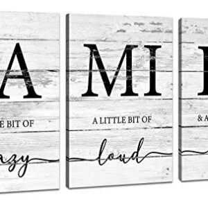 Family Wall Decor, Rustic Farmhouse Decor for The Home Art, Inspirational Canvas Print Framed, 3 panels Each Size 12x16inch