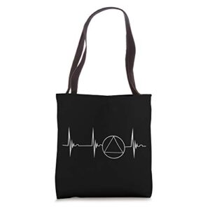 sober recover sobriety heartbeat ekg pulse abstinence tote bag
