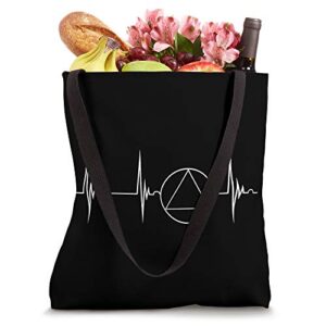 Sober Recover Sobriety Heartbeat EKG Pulse Abstinence Tote Bag