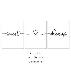 Sweet Dreams Print Bedroom Wall Decor Above Bed Wall Art Minimalist Prints Bedroom Prints Nursery Bedroom Print, Set of 3 Prints, 11x14inch Unframed