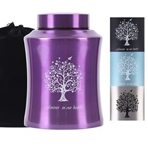 tree of life urns for human ashes – cremation urns adult for funeral, burial or home – cross urns for ashes men women – decorative urn for ashes male female (160 cubic inches, purple(tree))