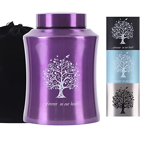 Tree of Life Urns for Human Ashes - Cremation Urns Adult for Funeral, Burial or Home - Cross Urns for Ashes Men Women - Decorative Urn for Ashes Male Female (160 Cubic inches, Purple(Tree))