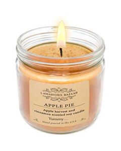 apple pie – apple and cinnamon scented soy candle with cinnamon powder decor- large soy candle in a kraft box