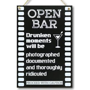 carispibet open bar | home decoration sign kitchen decorative party signs 12″ x 8″