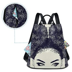 ALAZA African American Woman with Curly Hair Backpack Purse for Women Anti Theft Fashion Back Pack Shoulder Bag