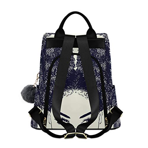 ALAZA African American Woman with Curly Hair Backpack Purse for Women Anti Theft Fashion Back Pack Shoulder Bag