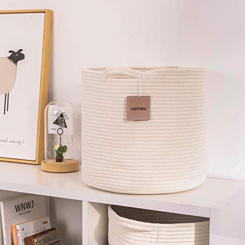 voten Off White Woven Storage Cubes Baskets Bins for 13x13 Cube Organizer/Shelving,Rope Baskets for Storage/Organizing,Toy Storage Bins,Cloth Closet Organizing Basket Bin 3 Packs,12.6x12.6’’