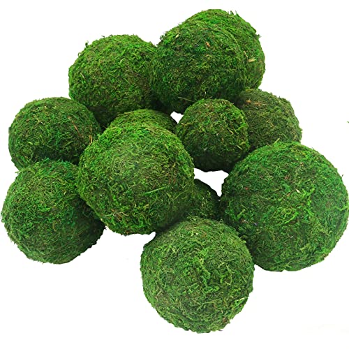 AMEICE Moss Balls Decorative Authentic Real Preserved Moss Hanging Balls for Garden Patio Home Table Decor Party &Weddings Display Props Farmhouse Style Décor（2.4" Green 12Pcs）