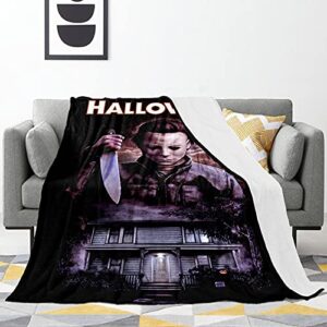 fleece throw blanket for couch bed lightweight plush fuzzy cozy soft halloween horror movie blankets and throws (50″x40″)