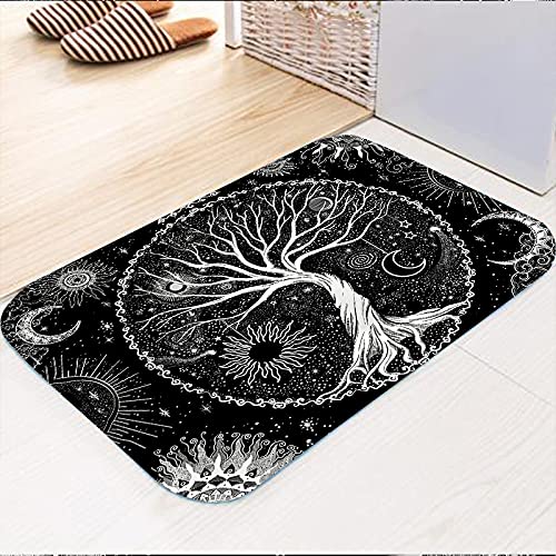 LGGQQW Tree of Life Area Rugs Black and White Carpets Sun Moon Star Area Rugs Constellation Goth Mystic Aesthetic Rugs for Bedroom Dorm Living Room