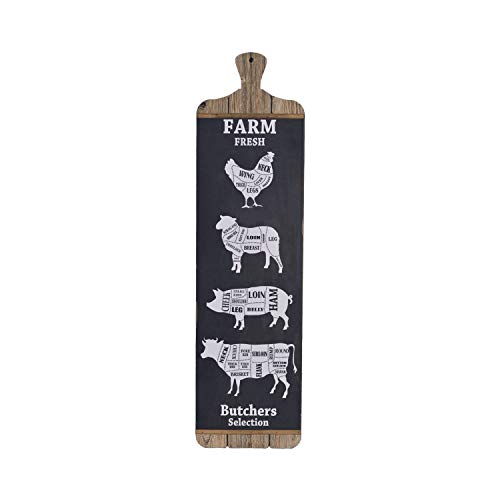 NIKKY HOME Farmhouse Wall Decor Farm Fresh Butcher Shop Meat Cuts Prints Butchers Selection Chart Guide Diagram Beef Pork Chicken Cuts Restaurant Plaque Sign