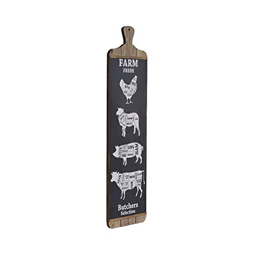 NIKKY HOME Farmhouse Wall Decor Farm Fresh Butcher Shop Meat Cuts Prints Butchers Selection Chart Guide Diagram Beef Pork Chicken Cuts Restaurant Plaque Sign