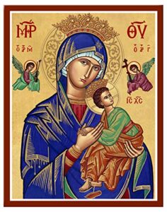 monastery icons our lady of perpetual help crowned mounted plaque icon reproduction 8″ x 10″