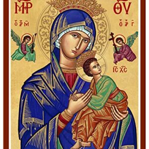 Monastery Icons Our Lady of Perpetual Help Crowned Mounted Plaque Icon Reproduction 8" x 10"