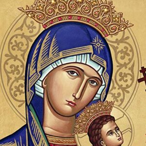 Monastery Icons Our Lady of Perpetual Help Crowned Mounted Plaque Icon Reproduction 8" x 10"