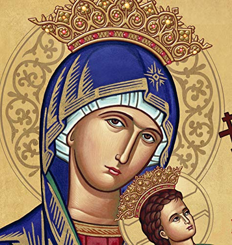 Monastery Icons Our Lady of Perpetual Help Crowned Mounted Plaque Icon Reproduction 8" x 10"