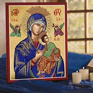 Monastery Icons Our Lady of Perpetual Help Crowned Mounted Plaque Icon Reproduction 8" x 10"