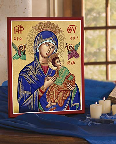 Monastery Icons Our Lady of Perpetual Help Crowned Mounted Plaque Icon Reproduction 8" x 10"