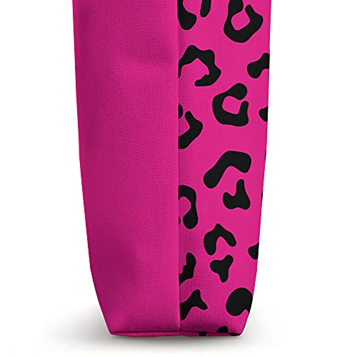 Hot Pink and Black Half Zebra and Half Leopard Print Tote Bag