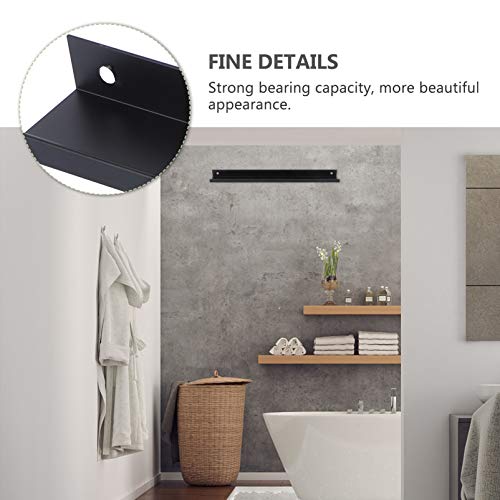 TOPBATHY Wall Mounted Floating Ledge Display Shelf Metal Floating Storage Entryway Holder for Cupboard Drawer Wardrobe(Black)