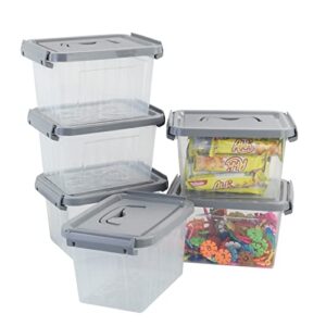 CadineUS 3 Liter Small Storage Boxes with Lids, Plastic Storage Bins Set of 6