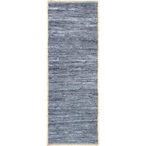 nuLOOM Koda Solid Leather Flatweave Runner Rug, 2' x 6', Blue