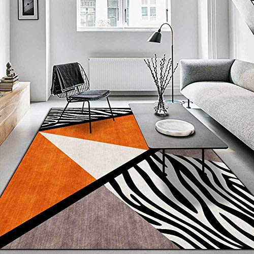 GYMS Rug Carpet, Geometric Black and White Stripes Orange Rug, for Bedroom Bedside Living Room Kitchen Floor Mat Rugs,100 * 160CM