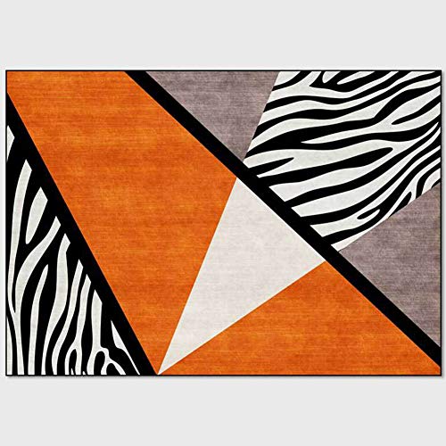 GYMS Rug Carpet, Geometric Black and White Stripes Orange Rug, for Bedroom Bedside Living Room Kitchen Floor Mat Rugs,100 * 160CM