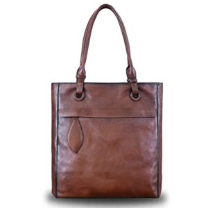 genuine leather handbag purses for women top handle bag lady work tote bags retro satchel (coffee)