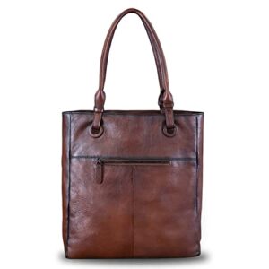 Genuine Leather Handbag Purses for Women Top Handle Bag Lady Work Tote Bags Retro Satchel (Coffee)