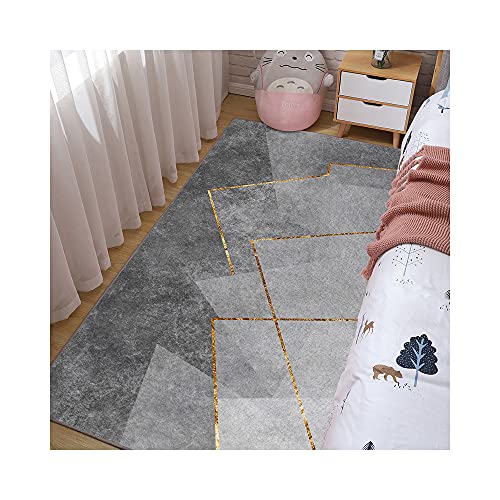 SHNOSU Modern Abstract Geometric Area Rug 6' x 9', Non-Shedding Grey Floor Carpet for Living Room,Bedroom,Dining Room