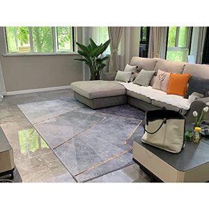 SHNOSU Modern Abstract Geometric Area Rug 6' x 9', Non-Shedding Grey Floor Carpet for Living Room,Bedroom,Dining Room