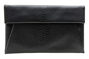 bys2mr women’s clutch purse bags – flat envelope python pu leather crossbody evening party wedding handbag with chain strap black