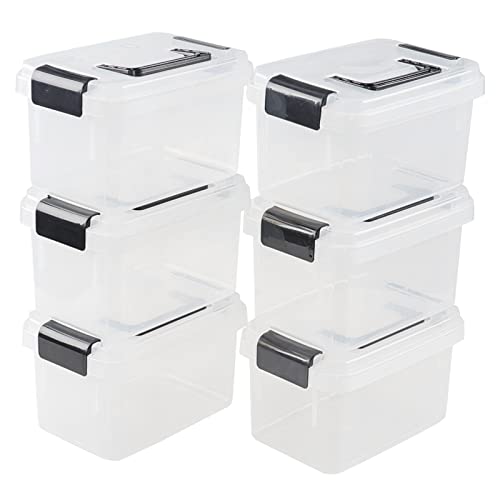 EudokkyNA 2 L Plastic Lidded Storage Bins, Plastic Storage Boxes, 6 Pack