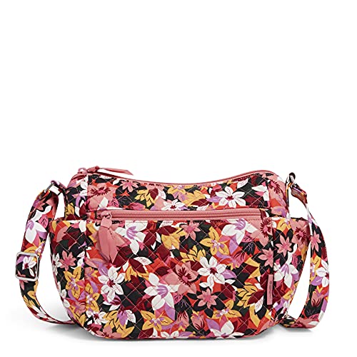 Vera Bradley Women's Cotton on the Go Crossbody Purse, Rosa Floral - Recycled Cotton, One Size