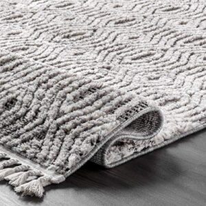 nuLOOM Arielle Soft Trellis Textured Tassel Area Rug, 7' 10" x 10' 10", Grey