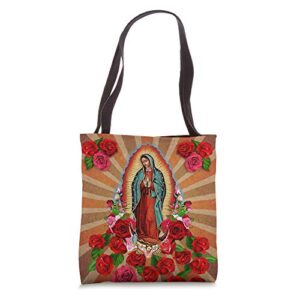 our lady of guadalupe catholic virgin mary tote bag