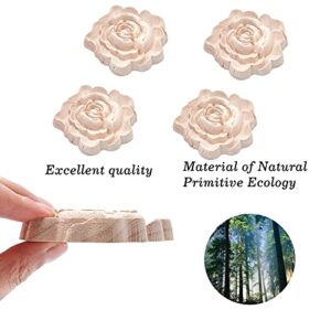 GORGECRAFT 4PCS Wooden Carved Onlay Appliques Rose Wood Carving Decal Molding Corner Craft Unpainted Furniture Applique Frame Flower Valentines Day Home Decoration for Dresser Bed Door Cabinet 3"x3"