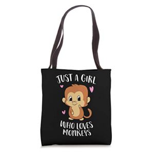 just a girl who loves monkeys cute monkey lover gift tote bag