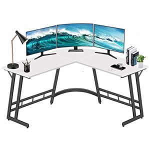 lufeiya l shaped desk white corner computer desks for small space home office student study bedroom gaming pc work,47 inch modern l-shaped writing table