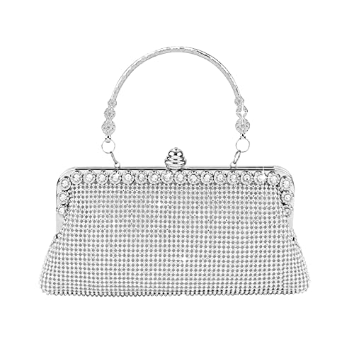 Silver Clutch Purse Rhinestone Clutch Evening Formal Crystal Bag Wedding Purse Party Bridal Handbags for Women (silver)